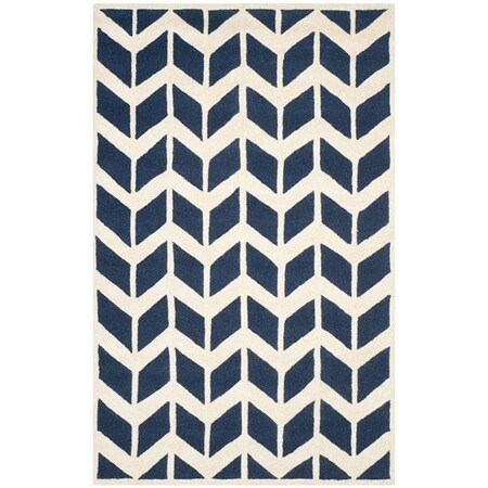 Safavieh Cambridge Hand Tufted Rectangle Rug- Navy - Ivory- 5 x 8 ft. CAM718M-5